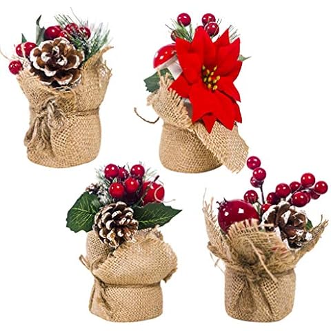 Amosfun 4 Stücke Künstliche Tannenzweig Topfpflanze Tannen Zweige Deko Cover