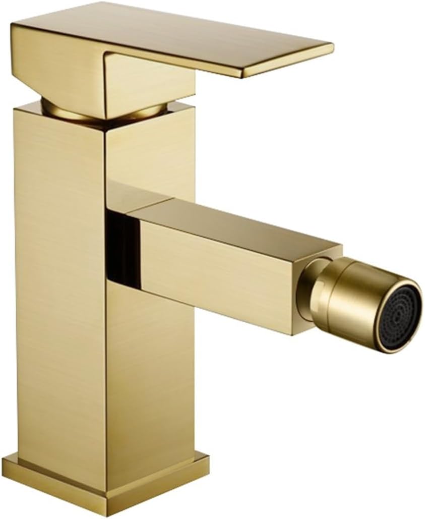 RAHBI Brass Chrome Single Hole Single Handle Deck Mounted Cold and Hot Water Mixer Bathroom Bidet Sprayer Faucet Leisurely (Color : Bidet tap Mate Gold)