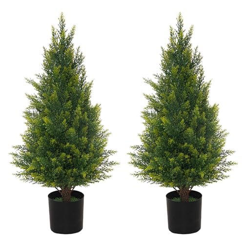 Artificial Topiary Tree Two 2.3ft Faux Bushes...