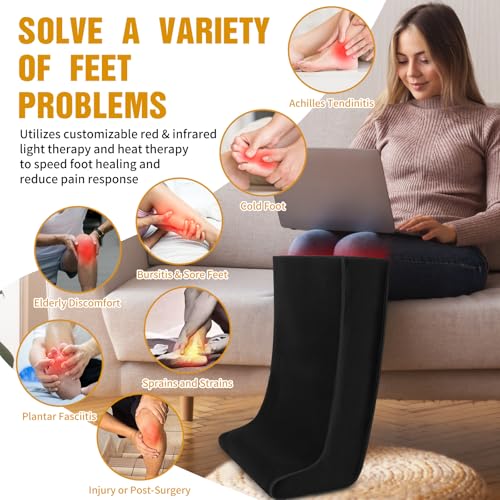 Red-Light-Therapy-for-Feet,Red Light Therapy for Legs Ankle,Infrared Light Therapy Consisting of 420 Dual Wavelength LED,Adjustable Power and Time Controller 30 * 19.7 * 11.8IN - Black