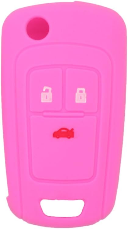 BROVACS Silicone Cover Protector Case Holder Skin Jacket Compatible with BUICK CHEVROLET 3 Button Flip Remote Key Fob CV9602 Pink