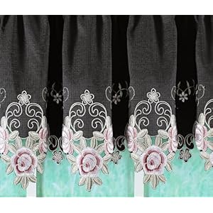 Today's Curtain Verona Reverse Embroidery Swag, 38", Black/Rose, 60" W X 38" L Todays Curtain Verona Reverse Embroidery Swag 38 BlackRose 60 W X 38 L