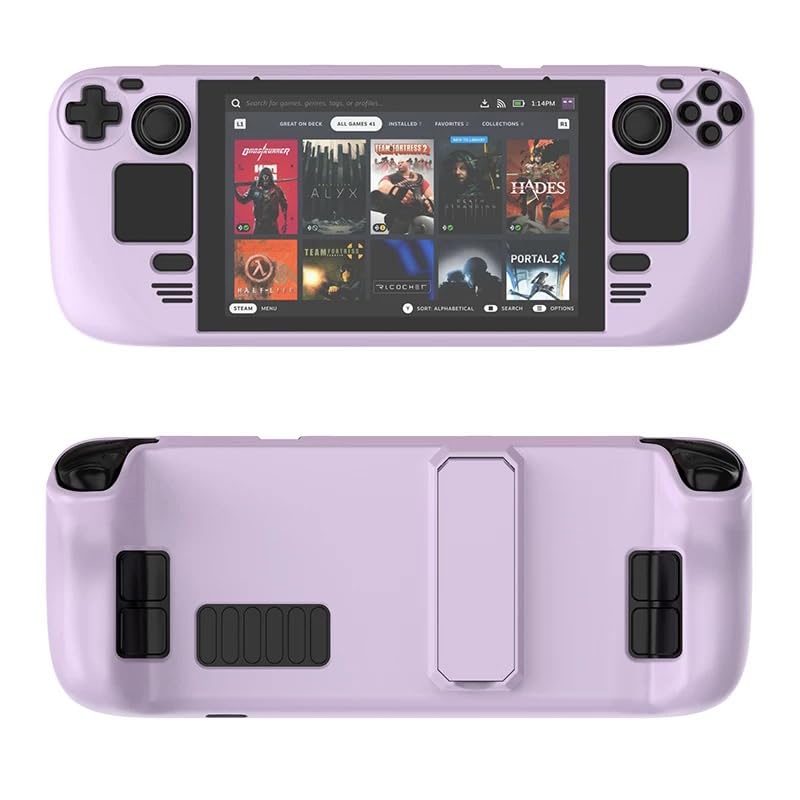Kickstand Case for Steam Full , Fit, Comfortable Grip with Fingerprint Proof, Compatible with Game Handhelds (Lilac)