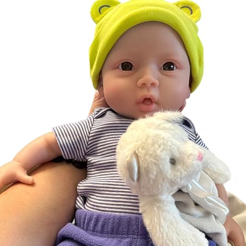 YIQI 18.5 inches Full Silicone Newborn Baby Doll not Vinyl Soft Silicone Baby Lifelike Reborn Doll Present Collectible Washable (Wheaten Color)