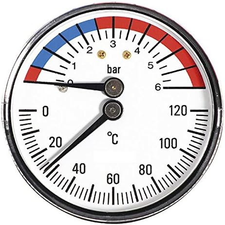 63mm 6BAR 120C Thermo Pressure Gauge 1/2 inch Rear Entry Manometer