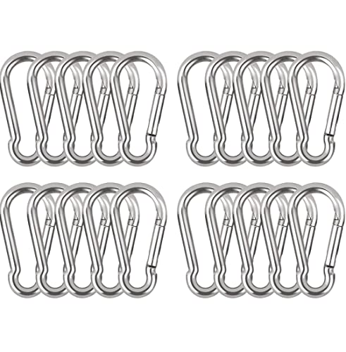 20 piezas Gancho Mosquetón M4, llavero Mosquetón,Mosquetón de acero inoxidable,40 X 20MM para correa de perro, senderismo Cover