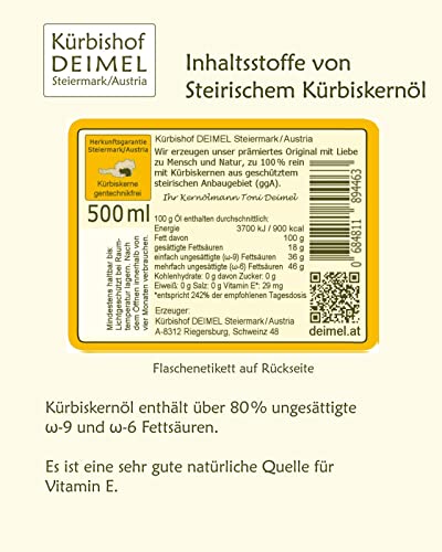 Kürbishof DEIMEL Steiermark/Austria - 500 ml Dose Original Steirisches Kürbiskernöl g.g.A. - Jährlich prämiert