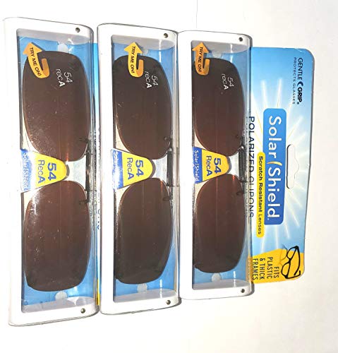 3 SOLAR SHIELD Clip-on Polarized Sunglasses Size 54 Rec A Brown Frameless NEW2