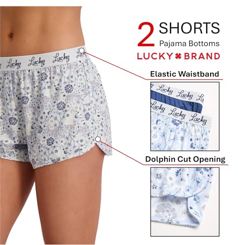 Image of Lucky Brand Women's Pajama Bottoms - Ultra-Soft 2 Pack Sleep and Lounge Sweat Shorts, Cortos de Pijama para Mujer