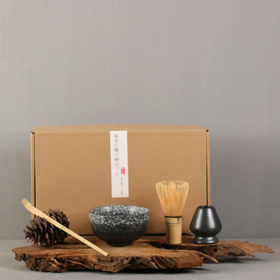 UANGLI 6-częściowy zestaw do matchy, tradycyjny zestaw prezentowy Matcha, trzepaczka do matchy, szufla, ceramiczna miska do matchy, uchwyt na trzepaczkę, japoński zestaw do herbaty