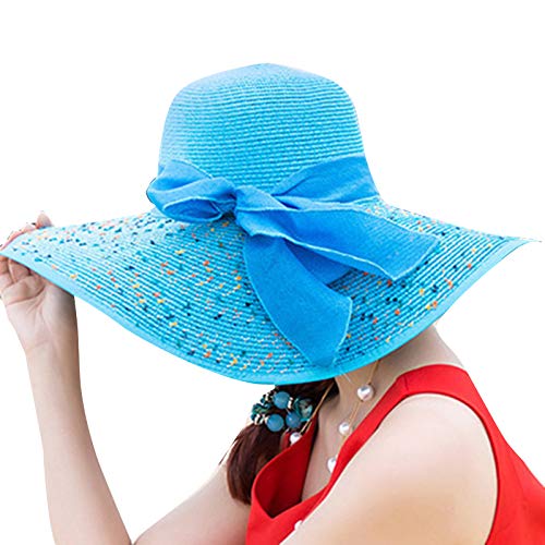 ELIAUK Damen Strandhut Sommer Faltbare Kappe Mode Chiffon Sonnenhüte Sombrero Bowknot Hut Sonnenschutz UV-Schutz Cover