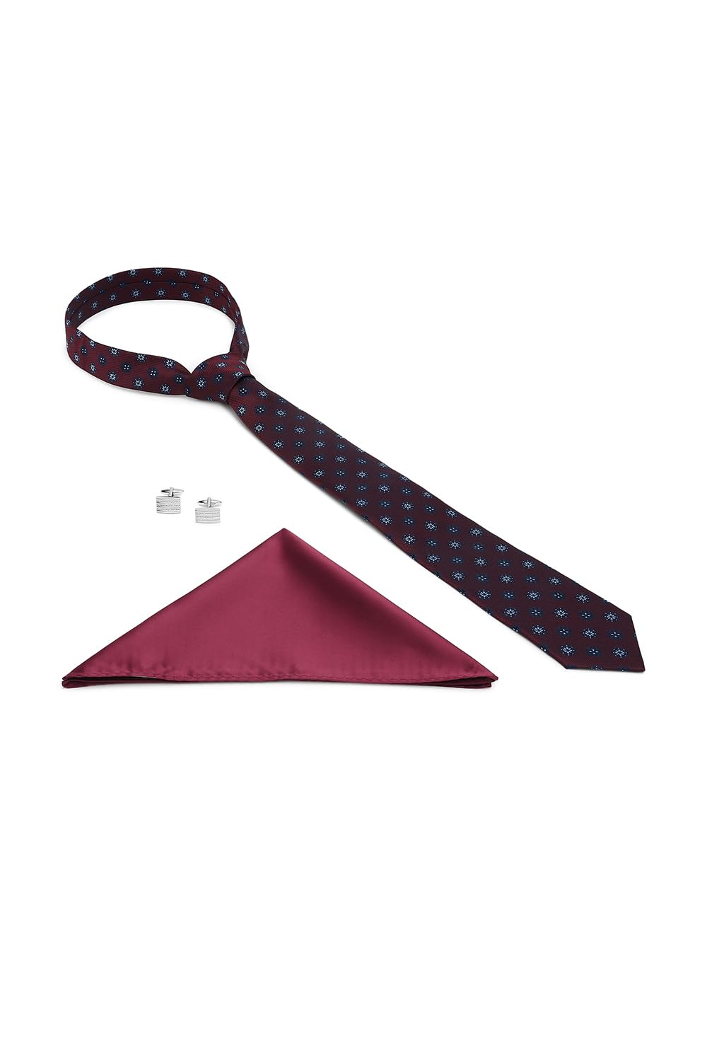 van heusen Men Maroon Party Tie Pocket Square And Cufflink-picture-33