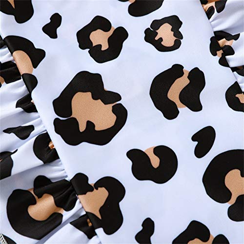 MODNTOGA Toddler Baby Girls Swimsuit Backless Ruffle One-Piece Swimwear Bathing Suit Tankini (Leopard, 120(4-5T))