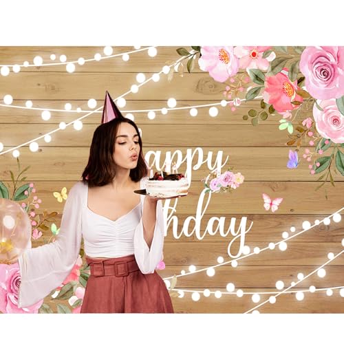 Save 23% on Pink Watercolor Birthday Backdrop with Glitter Lights - Image 2