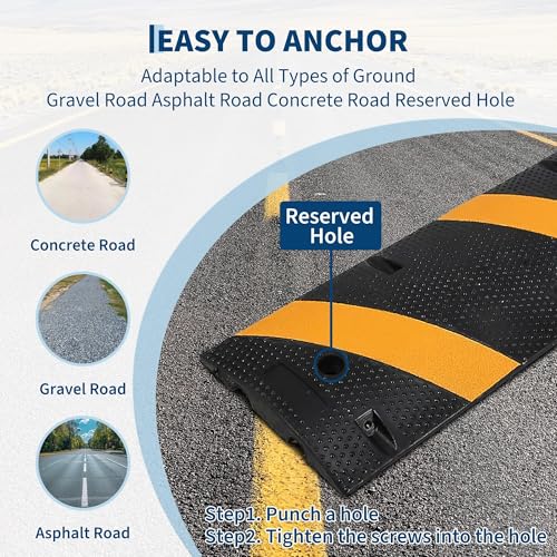 Image of 6FT Rubber Speed Bumps, 4-Pack 25000 Lb Capacity Heavy Duty Speed Bumps
