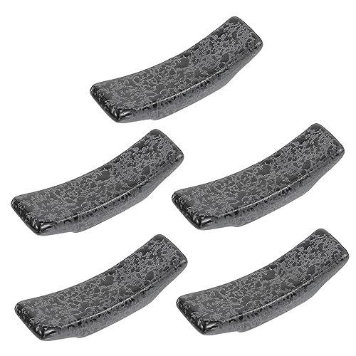 FUNOMOCYA 5pcs Ceramic Chopstick Rest Chinese Chopsticks Spoon Fork Holder Chopsticks Holder Rest Fork Holder Chopsticks Stand Japanese Style Silverware Spoons Chopsticks Rack Black Ceramics