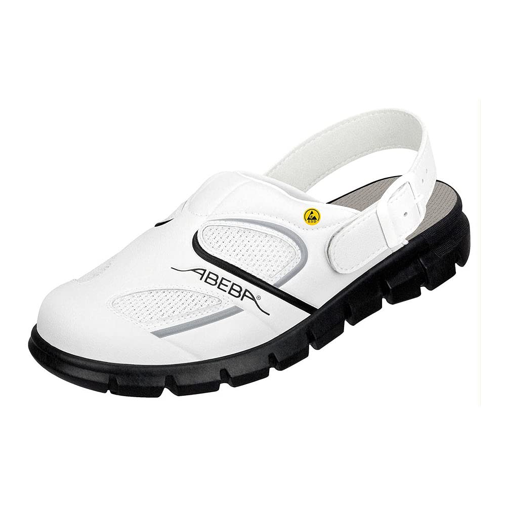 Abeba 37345-46 Size 46 "Dynamic ESD-Occupational-Clog Shoe - White/Black