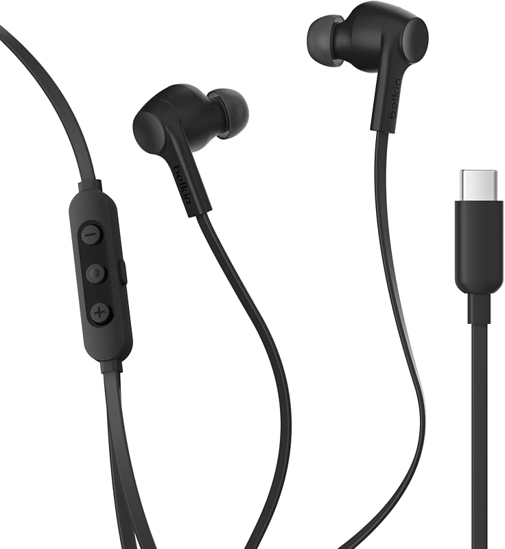 Káblové slúchadlá Belkin SoundForm ANC USB-C s mikrofónom, potlačením hluku, kompatibilné s iPhone 16/17, iPad, Galaxy S25, Pixel 10, čierne