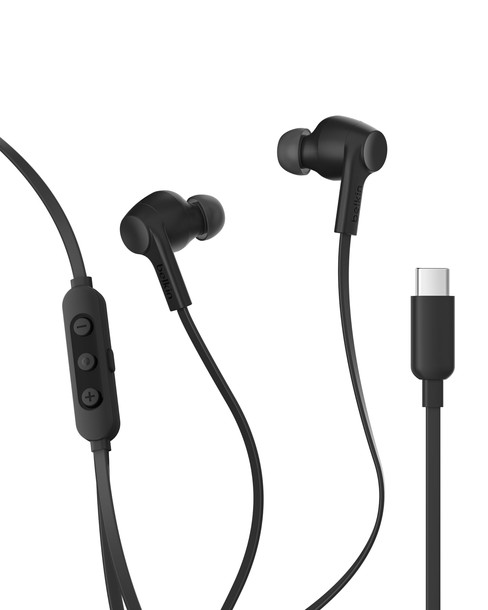 Belkin SoundForm ANC Kulaklık, USB-C Bağlantılı, Mikrofonlu Kulakiçi Kulaklıklar, iPhone 17, iPhone 16, iPad Mini, Galaxy S25, Google Pixel 10, Android ve Daha Fazlası için, Siyah
