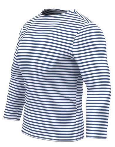 Genuine Striped Long Sleeved T-Shirt Top Cotton Light Blue Shirt Original Telnyashka Тельняшка