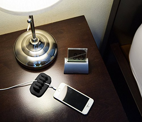 Organizador de cables para escritorio, con base pesada, sin olor desagradable, incluye 4 ataduras reutilizables para cables (negro) miniatura 3
