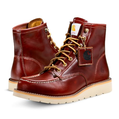 Image of Carhartt 6 inch Moc Toe Work Boots for Men - Soft Toe, Slip Resistant Wedge Outsole, Steel Shank, EVA Cushion Insole