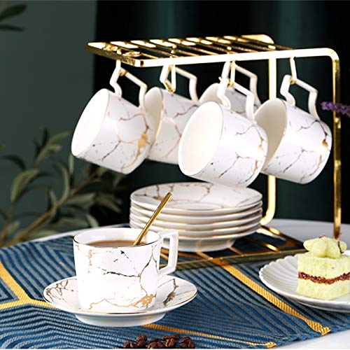 Nfguy Marble Ceramic Coffee Cup Saucer Spoon Set 200Ml Nordic Tea Cup Matt Porcelain Tea Set Teacup Cafe Espresso Cup #TOP3