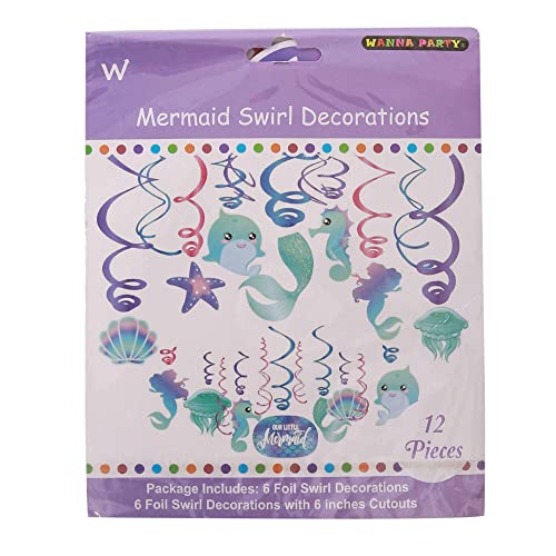 Image of Wanna Party Mermaid Swirl Decoration - 12PC, Multicolor (702807)