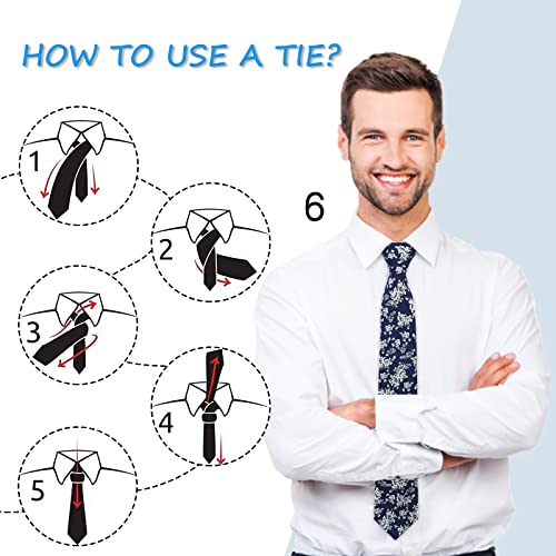 Image of Mantieqingway Men's Cotton Floral Neck Tie 2.56'' Printed Skinny Tie