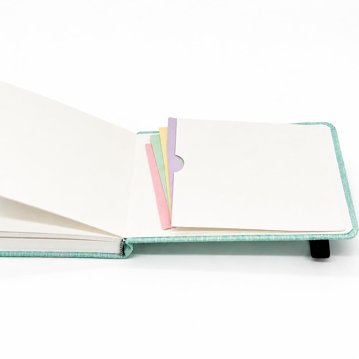 Cuaderno de dibujo A6 verde 100% algodón 300 gsm, horizontal apaisado – Bloc acuarela y tinta, 30 hojas (60 páginas), papel prensado en frío – Sketchbook viaje con bolsillo interior