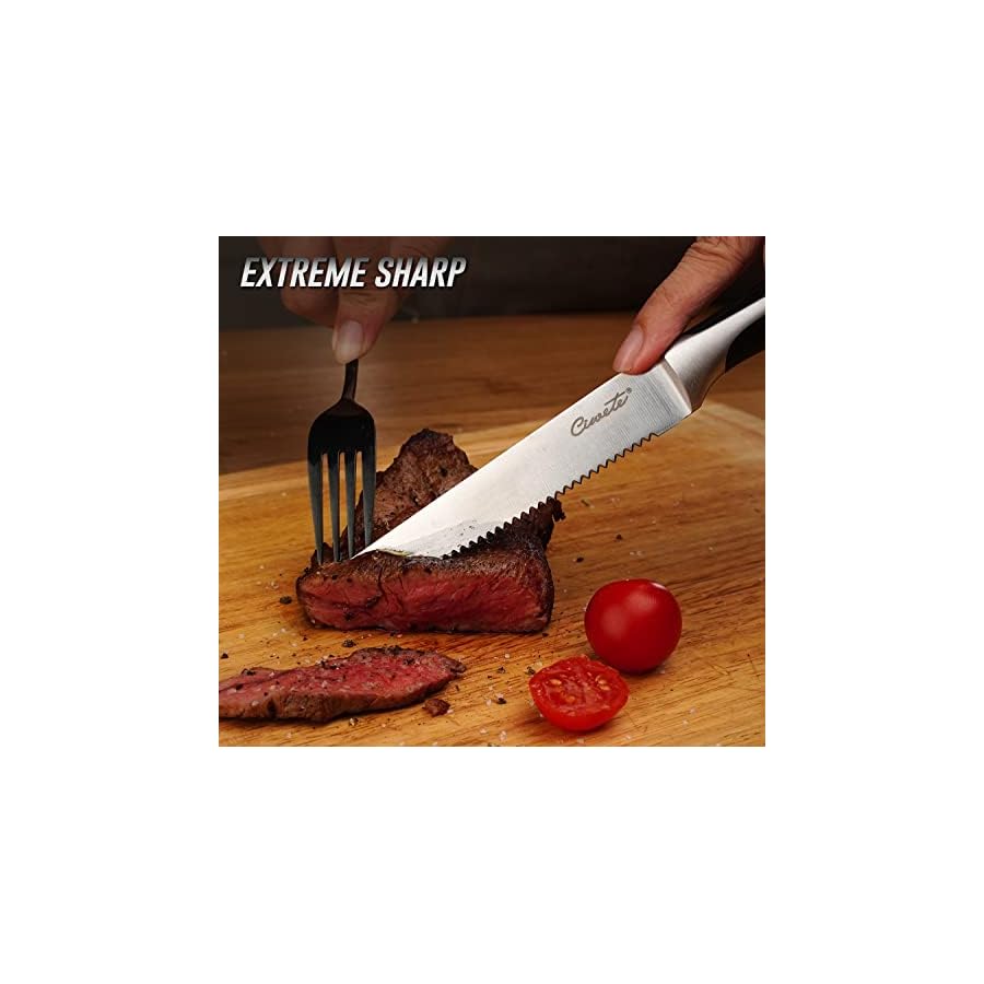 Steak-Knives-Set-of-6-Ciwete-4-Upgrade-3RC13-Stainless-Steel-Steak-Knife-Set-6-Piece-Sharp-Non-Stick-Rust-Resistant-Dinner-Knives-Black ciwete Serrated Steak Knives Set of 6, 5 Inch Stainless Steel Steak Knife Set with Ergonomic Handles, 6-Piece Sharp Knives for Weekly Family Dinners, Black