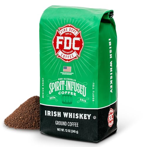 Fire Department Coffee - Gives Back to Firefighters - Irish Whiskey Infused Ground Coffee - Medium Roast - Non-Alcoholic - Roasted in the USA - Veteran Owned -12 oz