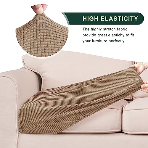 Image of CHUN YI Stretch Loveseat Couch Cushion Cover Suitable for 2 Settee, Sofa Seat Slipcover with Spandex Jacquard Fabric(Medium,Camel)