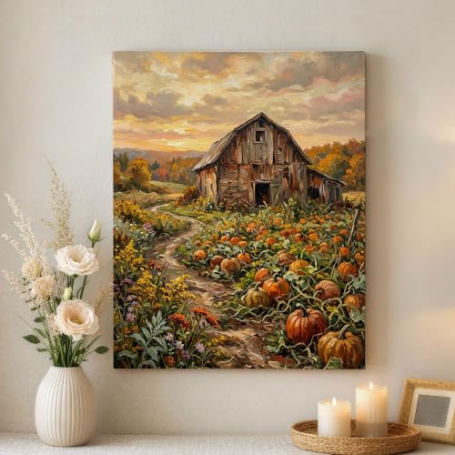 Pintura para colgar en la pared con diseño de otoño rústico