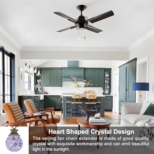 Image of PATIKIL 15 inch Ceiling Fan Pull Chain, 4 Pcs Crystal Pull Chain Fan Connector Vintage Ceiling Fan Ornament Fan Chains Extender for Ceiling Light Lamp Fans, Purple (Ball)
