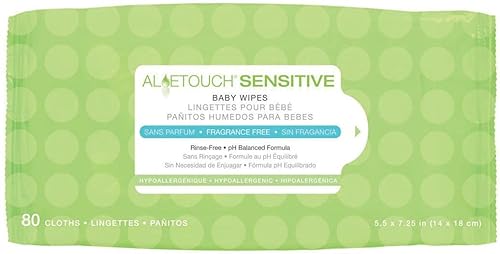 Medline Aloetouch - Toallitas hipoalergénicas y sensibles sin perfume, paquete suave, 80 unidades