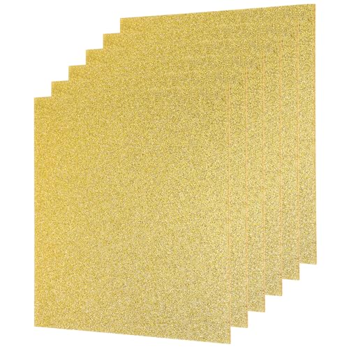 Image of MECCANIXITY 6Pcs Gold Glitter Acrylic Sheets 1 /8 inch Thickness 8 inch x 8 inch Glossy PMMA Fluorescent Plastic Sheets Extruded Translucent Blanks for DIY Art Crafting Laser Cutting & Engraving