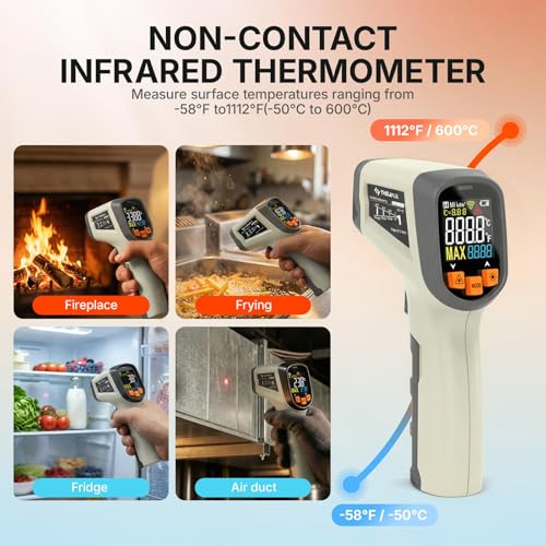 Tilswall Infrared Thermometer Laser Temperature Gun 58 F 1112 F Off White - image 7