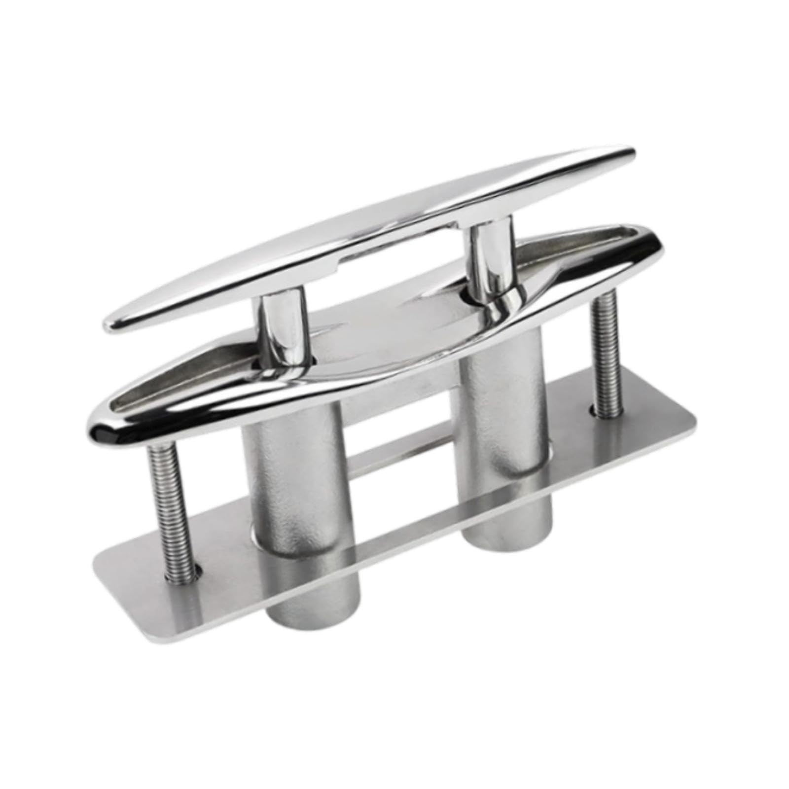 Menolana Low Profile Mooring Rope Cleat Stainless Steel Accessory for Fishing Boats with Lock Nuts Mirror Polished Sturdy Retractable, 250mm 10inch