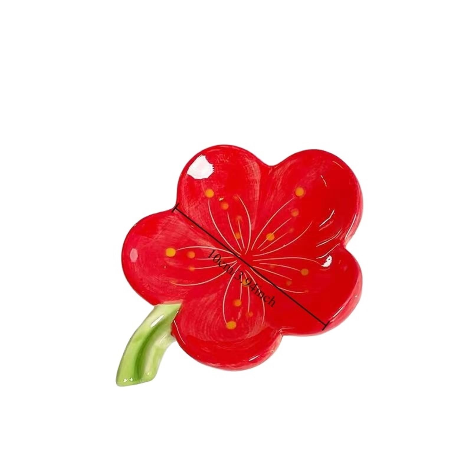 Jfnklfg Peach Blossom Red Ceramic Soap Dish Ceramic Soap Box Drain Household Bathroom(Peach Blossom Red)