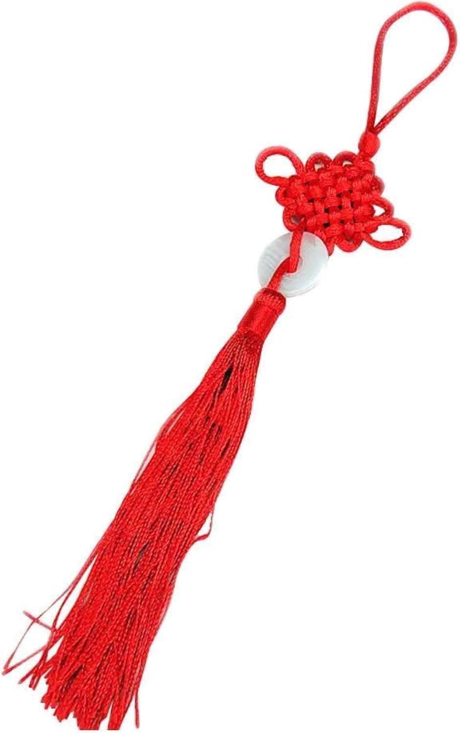 Red Chinese Knot Lucky Jade Charm Fortune Tassels Hanging Pendant for Luck, Wealth, Health, Success - New Year's Gifts, Spring Festival Car Home Decor for Friends, Family, Lover