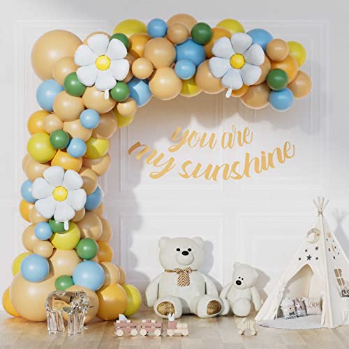 Arche Ballons Anniversaire, 112 Pièces Guirlande de Ballons en Latex avec Marguerite Birthday Décorations Ballon Kit pour Anniversaire de Filles Garçons Baby Shower Mariage Baptême Fête Décorations Cover