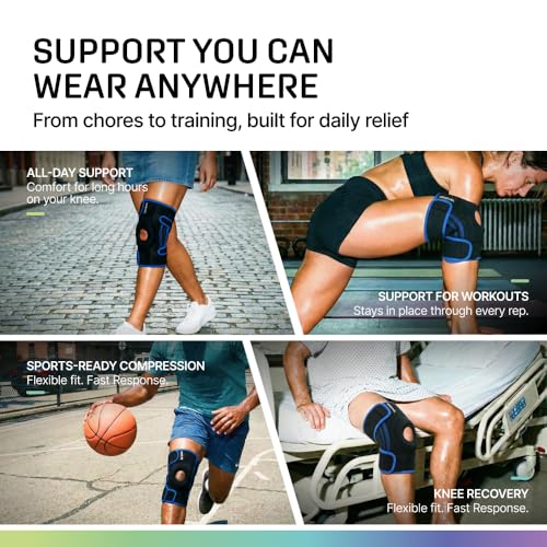 Image of Modvel Knee Brace with Side Stabilizers & Patella Gel Pads for Pain Relief and Joint Support Breathable, Non-Slip Compression Sleeve for Men & Women, Arthritis, Meniscus, ACL Recovery