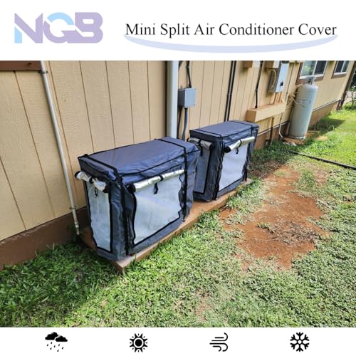 Image of NGB Mini Split Cover for Air Conditioner, 38.2 inchL x17 inchW x32.7 inchH, Grey | Outdoor Unit, Ductless Air Conditioning, Protected Operation, Universal for Mini Split Condenser HVAC Units, All Seasons