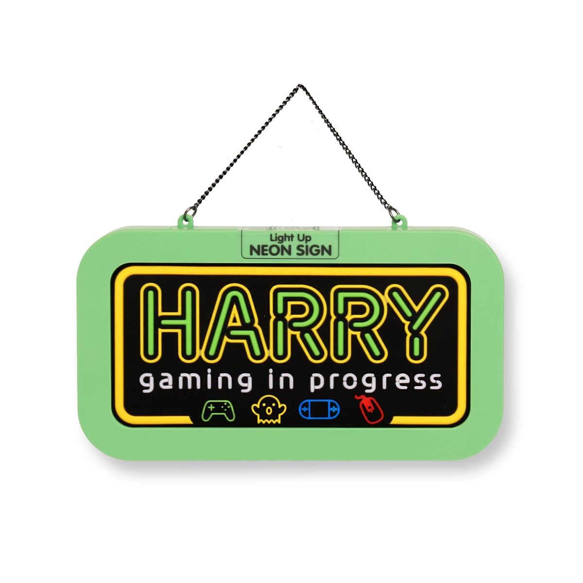 History & Heraldry Men's Name Sign - Harry - Green - Light Up