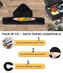 Stuffable Travel Neck Pillow with Hood, Soft Velvet Pillow Stuffable with Clothes, Adjustable Neck Size, Multifunctional Fillable Airplane Travel Neck Pillow for Extra Luggage