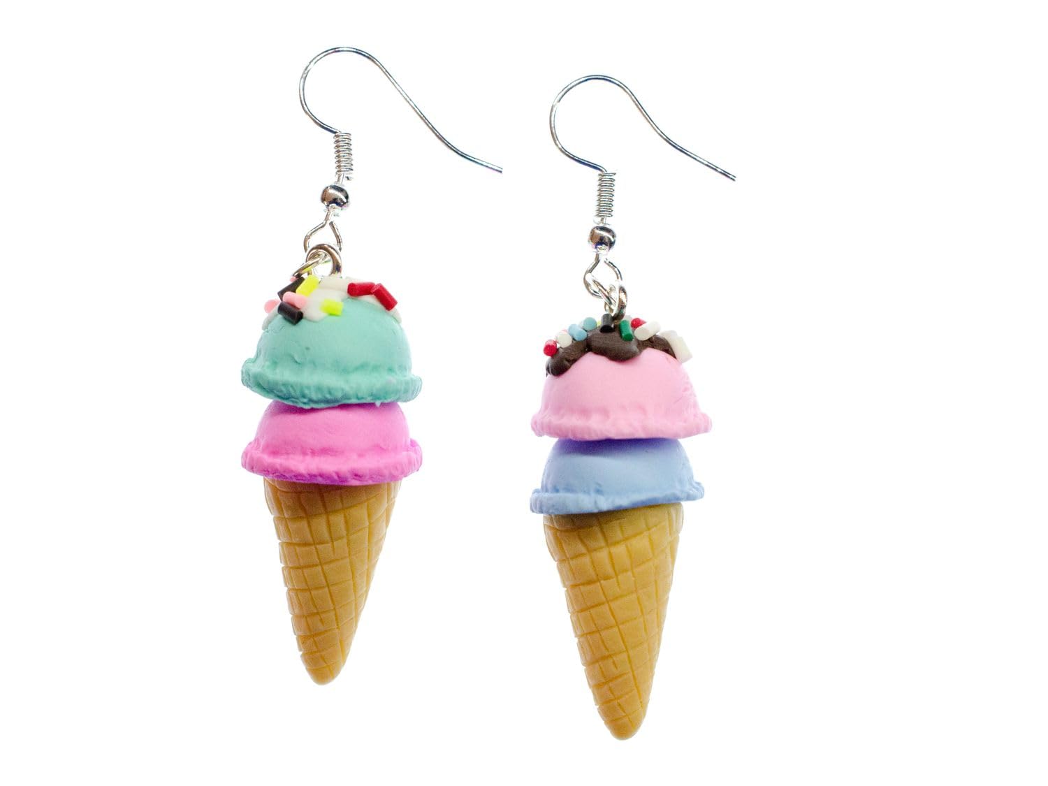 Miniblings Eis Waffeleis Ohrringe Miniblings Hänger Eiscreme Streuseln Kugeleis 2 Kugeln