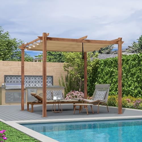 PURPLE LEAF Pergola 3 x 3 m Holzoptik Gartenpavillon Alu mit...