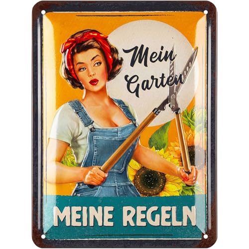 LANOLU Retro Blechschild Garten, meine Regeln - nostalgische...