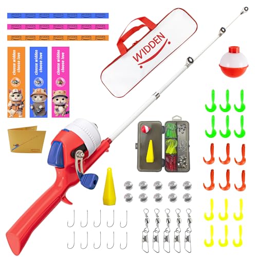 Kids Fishing Pole, Telescopic Fishing Rod, Toddler Collapsible Fishing Rod and Reel Combo with Tackle Box, Fishing Line, Bobber, and Soft Lures for Boy, Girl, Youth, Beginner, Over 3 Years Old